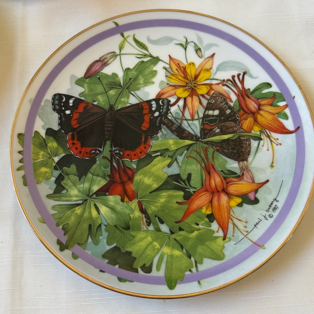 Hamilton Collection Butterfly Garden Red Admiral Plate by Paul Sweany